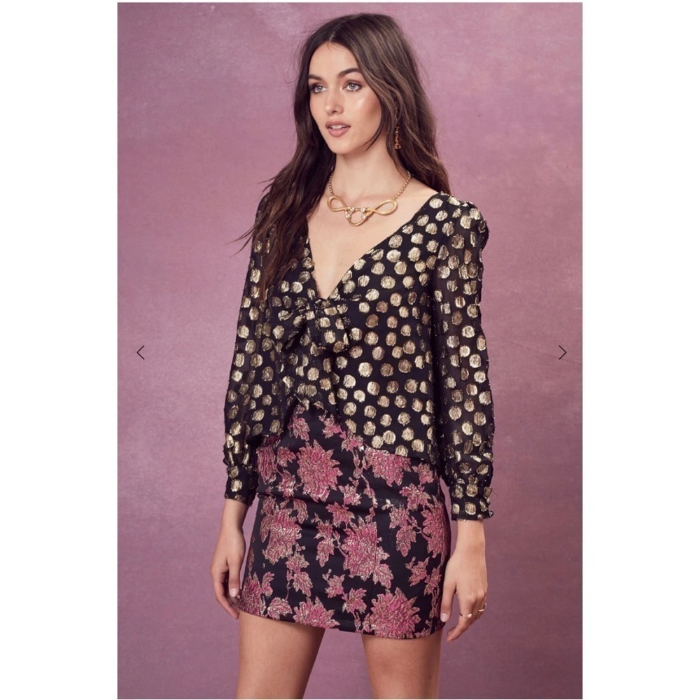 For Love and Lemons Lottie Tie Front Blouse